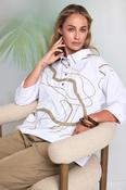 NAYA NAS26215 Placket Print Top With Contrast Hempanel And Cuff