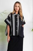 NAYA NAS26255 Stripped Organza Shirt With Fabric Cuff And Pocket