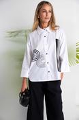 NAYA NAS26256 Placement Print Shirt With Stripped Sections