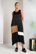 NAYA NAS26288 Round Neck Crushed Dress With Colour Bands image