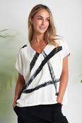 NAYA NAS26319 Brush Stroke Print Vee Neck Top image