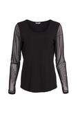 NAYA NAW26106 Jersey round neck top with mesh sleeve