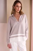 NAYA NAW26134 Placket Top With Collar And Contrast Hem Bands image