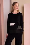 NAYA NAW26152 Round Neck Top With Color Inset Bands image