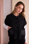 NAYA NAW26197 Drawstring Hem Top With Stripped Pocket And Hood