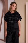 NAYA NAW26230 Check Knit Top With Leatherette Pocket And Zip Detail