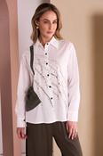NAYA NAW26262 Specked Placement Print Shirt With Gathered Color Trim image
