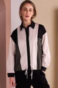NAYA NAW26325 Button Through Drawstring Hem Top With Contrast Sections image