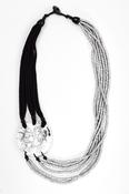 NAYA NAW26331 Beaded Two Tone String Necklace With Mottled Disc image
