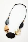 NAYA NAW26339 Pentagon Shape Stone Necklace With Stripe And Shell  Trim