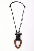 NAYA NAW26346 Leather Look Triangle Necklace With Clasp Trim image