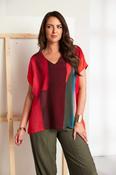 ORA ORS26167 Magna Print Vee Neck Top With Side Slit