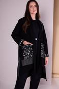ORA ORW26121 Long Line Cardi With Jaquard Pocket And Contrast Fabric Panels