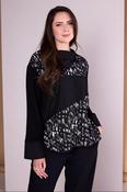 ORA ORW26122 Jaquard Top With Metal Cut Away Collar And Center Panel image