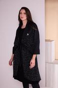 ORA ORW26123 Mesh Coat With Drawstring Waist And Metal Contrast Collar Over Jersey Dress