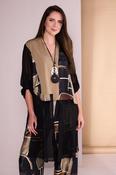 ORA ORW26150 Print Top With Chiffon Hempanel And Contrast Color Section image