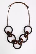 NAYA NAW26347 Corded Large Loop Necklace With Leather Look  Trim image