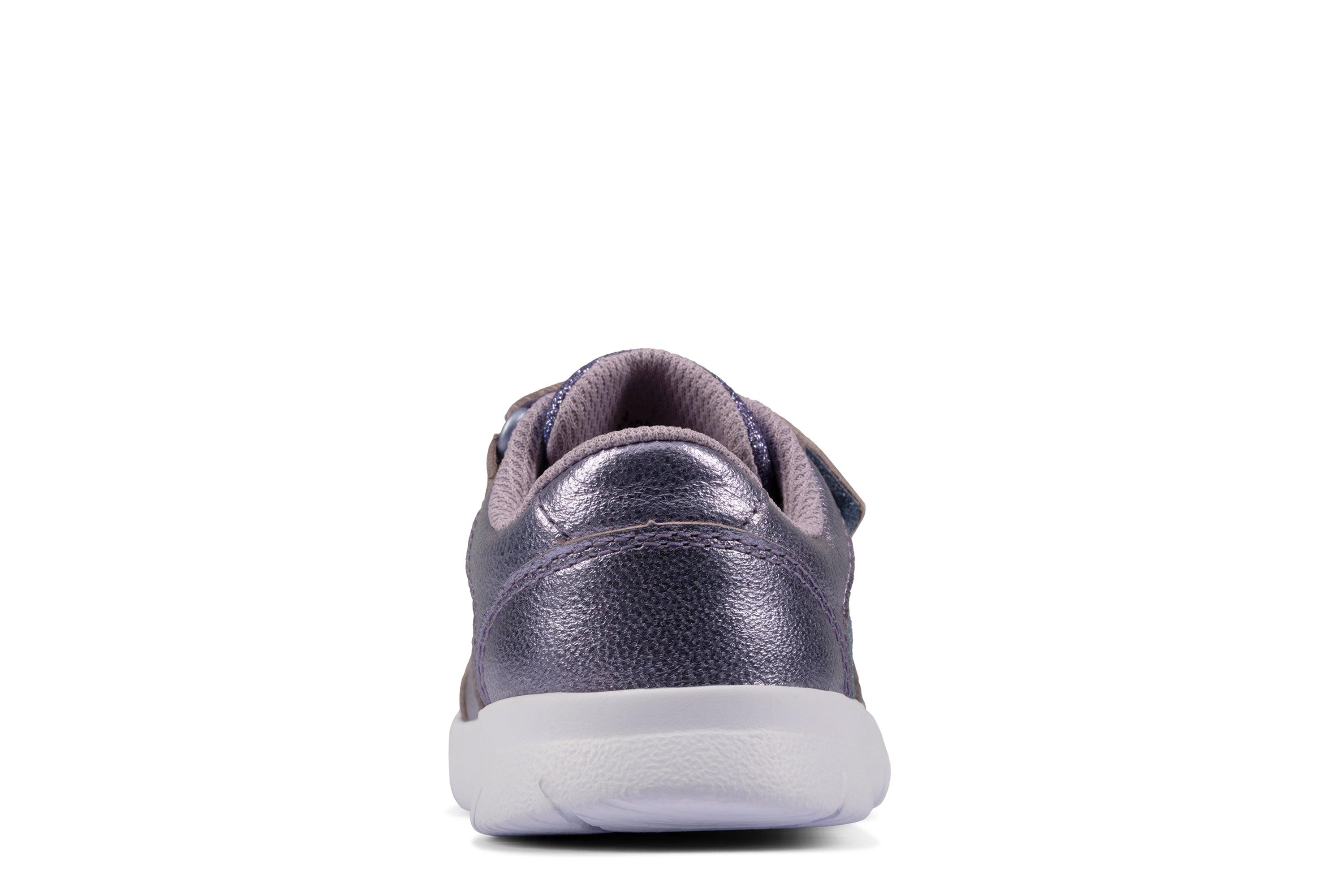 Clarks Ath Sonar Toddler Leather Trainers in Lilac 