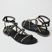 Ash Black Leather Gladiator Sandals image