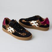 Another Trend Black and Leopard Suede Leather Trainers