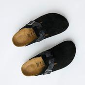Birkenstock Black Suede Leather Braided Boston Clogs image