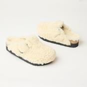 Birkenstock Boston Teddy Eggshell Shearling Platform Clogs