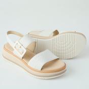 Gabor White Leather Flatform Sandals