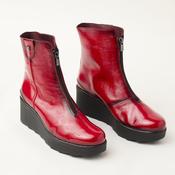 Jose Saenz Red, High Shine Medium Wedge Leather Ankle Boots image