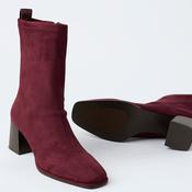 Lodi Wine Suede Stretch Over Ankle Boots image