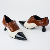 Lodi Black, Cream and Tan Patent Leather Laced Shoes