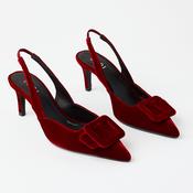 Lodi Wine Velvet Covered Leather Slingback Shoes image