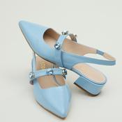 Lodi Baby Blue Patent Leather Ballerina Sling Back Shoes