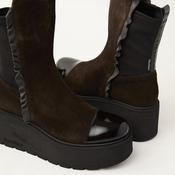Marco Moreo Brown Suede Flatform Leather Mid-Calf Boots image
