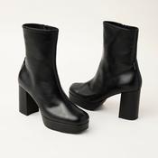 Marco Moreo Black Leather Block Heel Over-Ankle Boots image
