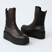Marco Moreo Brown Leather Flatform Ankle Boots image