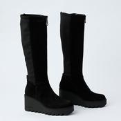 Marco Moreo Black Suede Leather Knee High Boots image