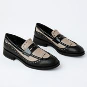 Marco Moreo Black and Taupe Leather Loafers image