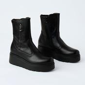NeroGiardini Black Leather Flatform Ankle Boots image