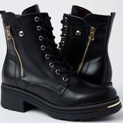 NeroGiardini Black Leather Military Style Boots
