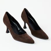 Paul Green Brown Suede Leather Court Shoes image