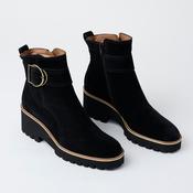 Paul Green Black Suede Leather Ankle Boots
