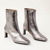 Wonders Silver Metallic Leather Medium Heeled Ankle Boots image