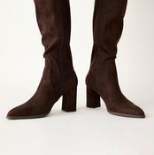 Wonders Brown Suede Stretch Knee High Boots image