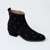 Wonders Black Suede Leather Ankle Boots