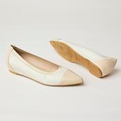 Wonders Cream &amp; White Ballerina Mini Wedge Shoes