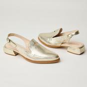 Wonders Gold Leather Slingback Shoes