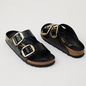 Birkenstock Black High Shine Leather Big Buckle Sandals