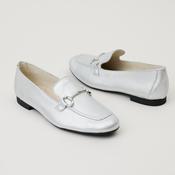 Paul Green White Silver Leather Loafers