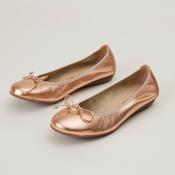 Wonders Ramé Gold Metallic Patent Ballerina Pump