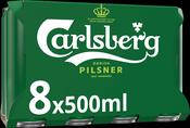 Carlsberg Danish Pilsner Lager 8 Pack (50cl Cans)